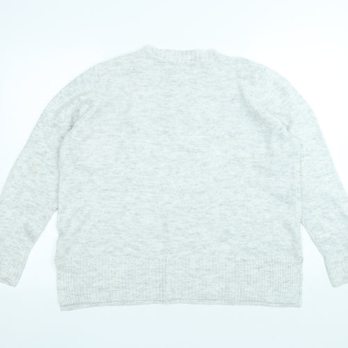 Dorothy Perkins Womens Grey Round Neck Acrylic Pullover Jumper Size 16