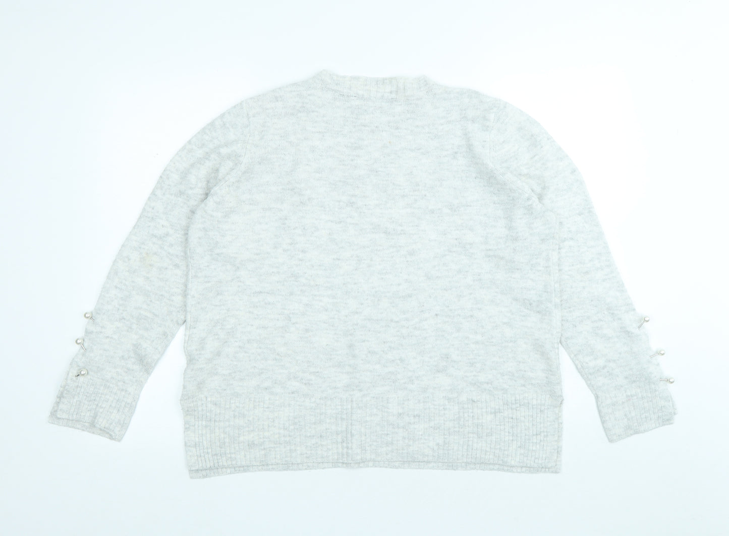 Dorothy Perkins Womens Grey Round Neck Acrylic Pullover Jumper Size 16