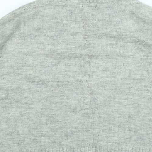 M&Co Womens Grey High Neck Striped Acrylic Pullover Jumper Size S
