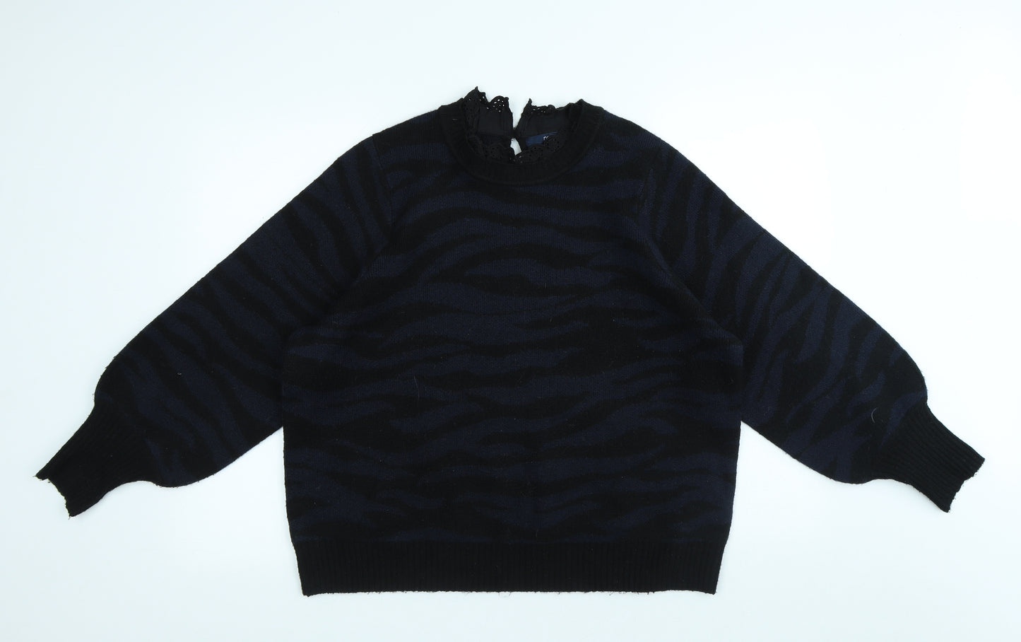 NEXT Mens Blue Round Neck Animal Print Acrylic Pullover Jumper Size L