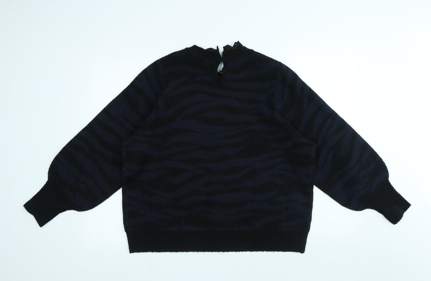 NEXT Mens Blue Round Neck Animal Print Acrylic Pullover Jumper Size L
