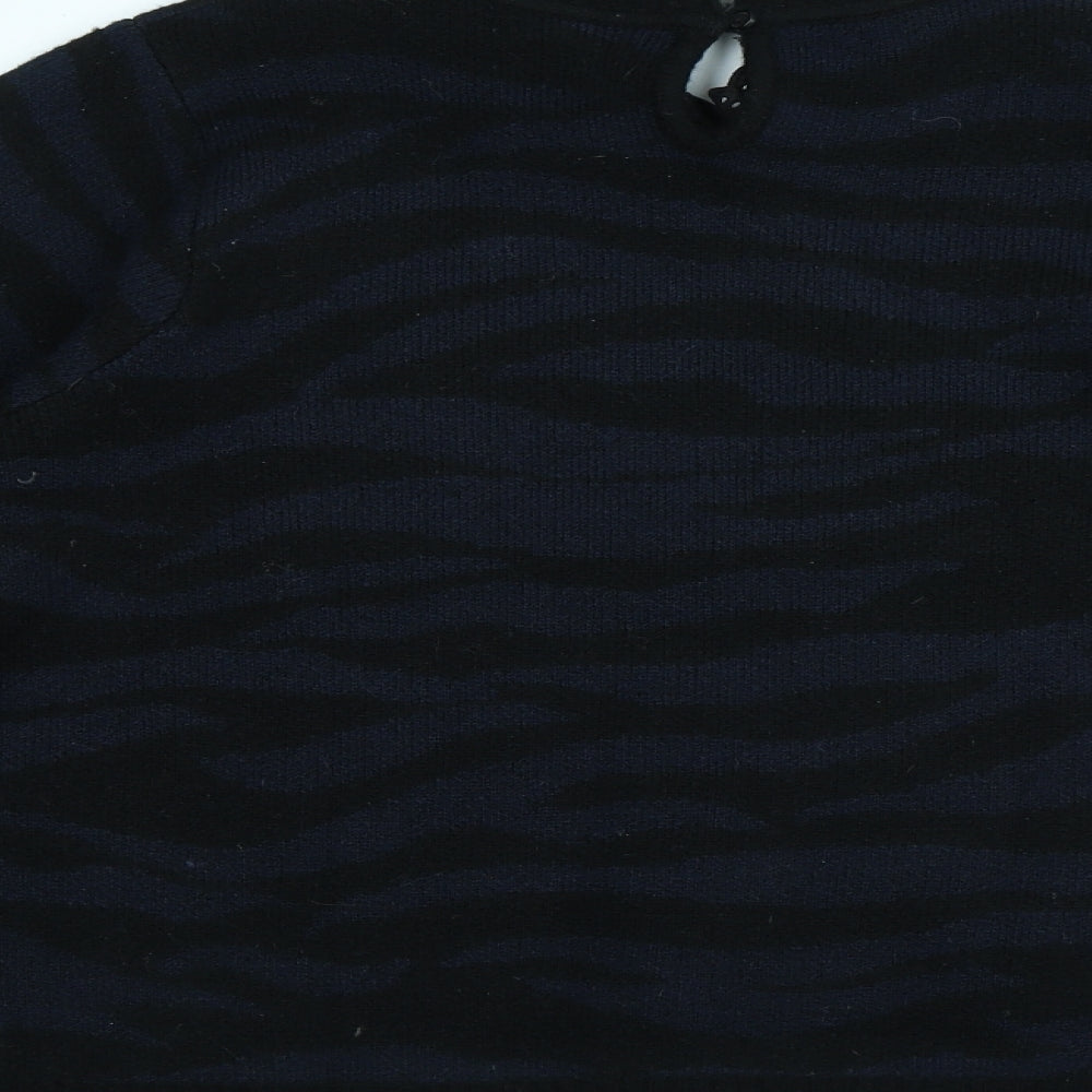 NEXT Mens Blue Round Neck Animal Print Acrylic Pullover Jumper Size L