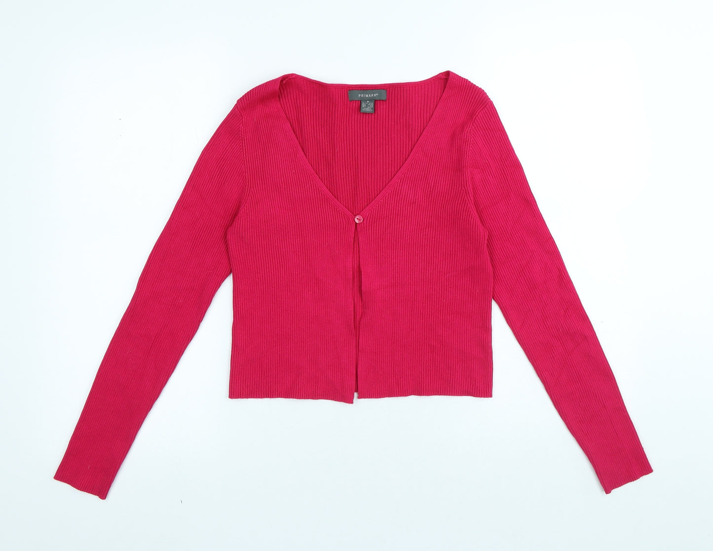 Primark Womens Pink V-Neck Polyester Cardigan Jumper Size S