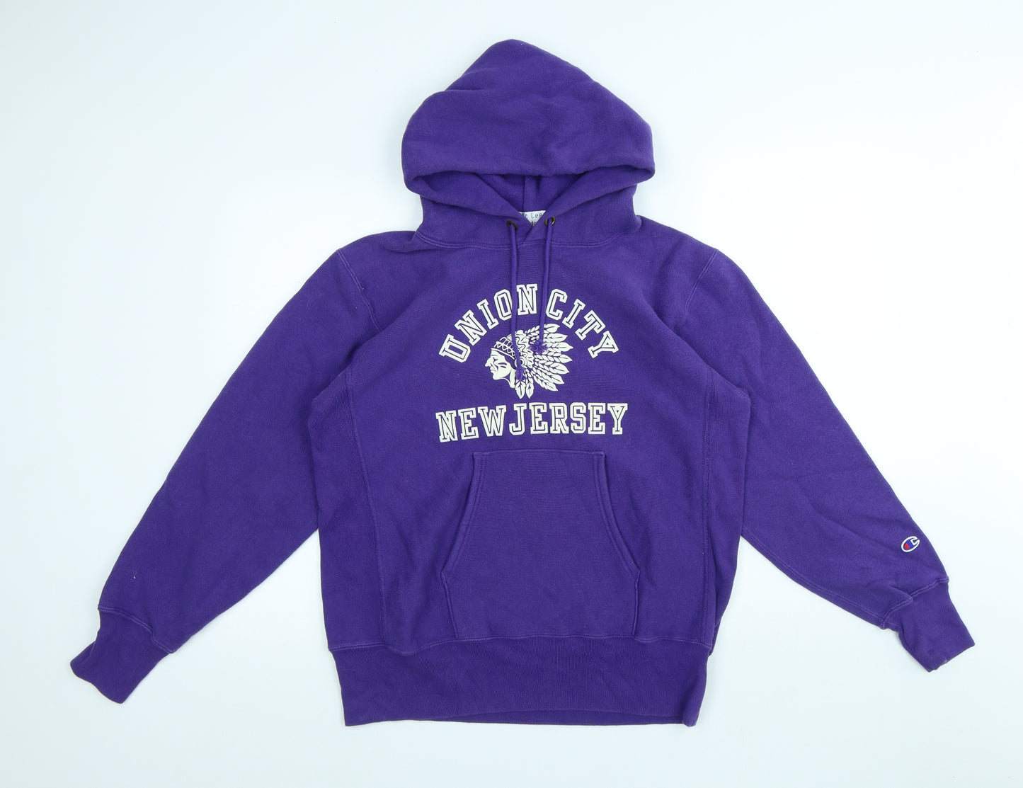 Champion Mens Purple Polyester Pullover Hoodie Size L - Union City New Jersey