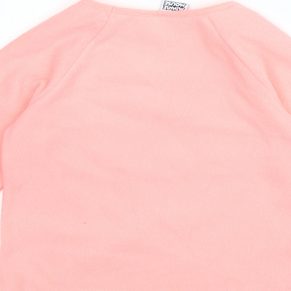 Disney Girls Pink Round Neck Polyester Pullover Jumper Size 7-8 Years - Minie Mouse