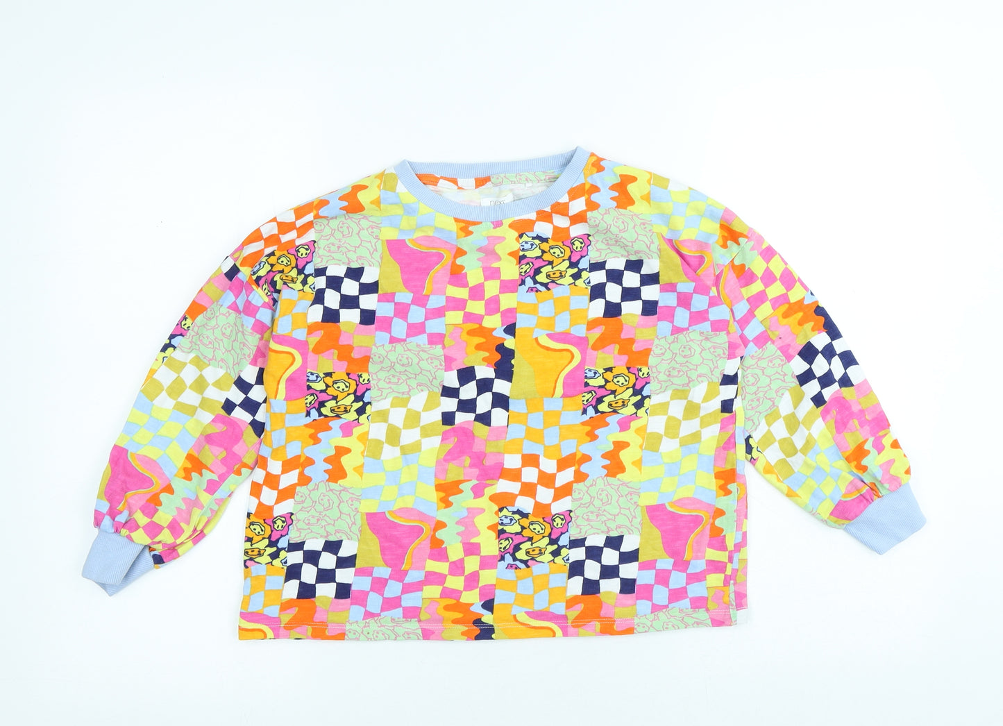 NEXT Girls Multicoloured Geometric Cotton Pullover Sweatshirt Size 8 Years