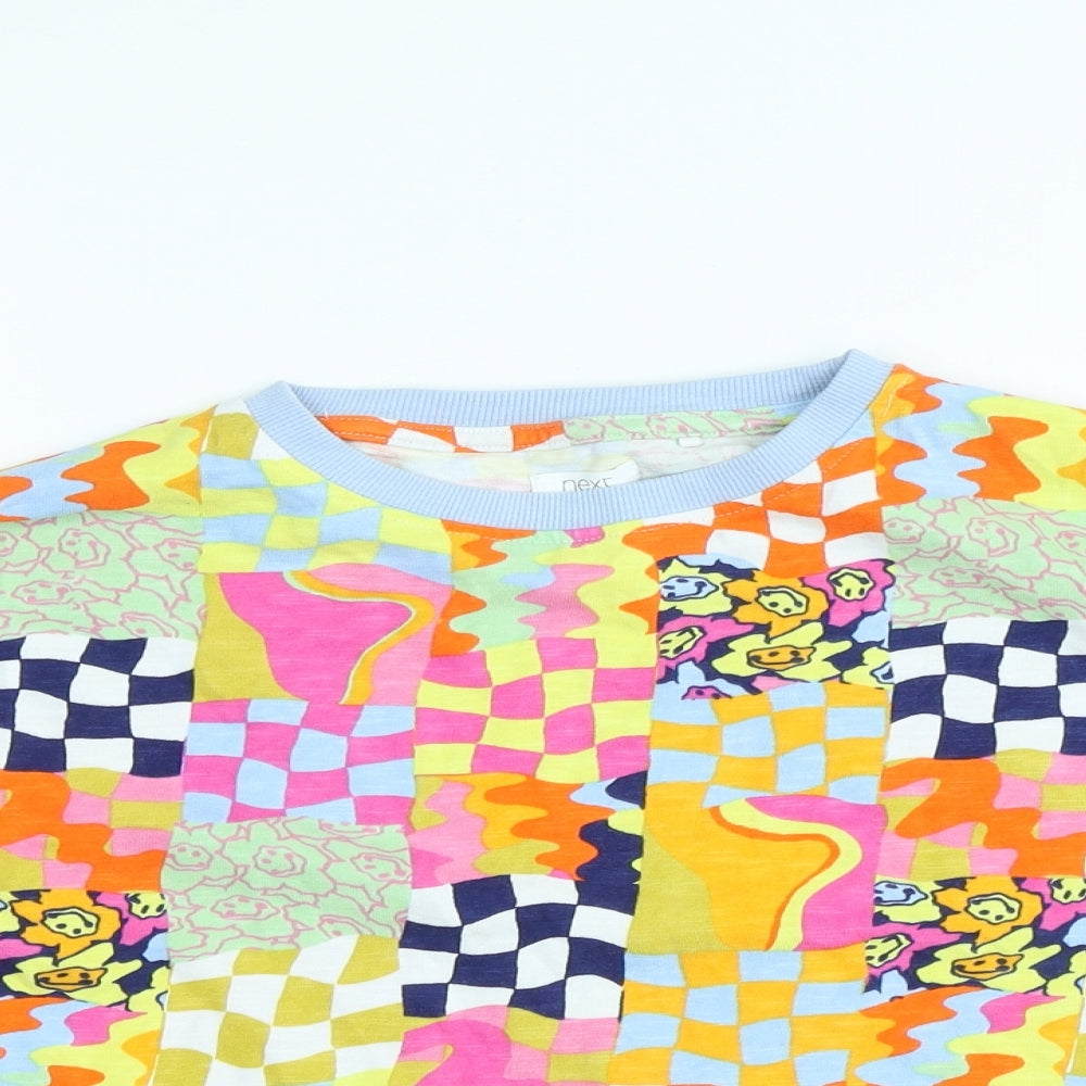 NEXT Girls Multicoloured Geometric Cotton Pullover Sweatshirt Size 8 Years