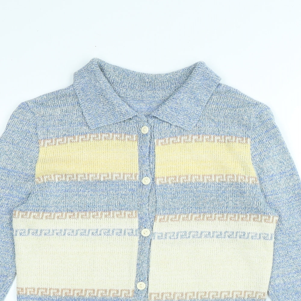 Preworn Mens Multicoloured Collared Geometric Polyester Full Zip Jumper Size M