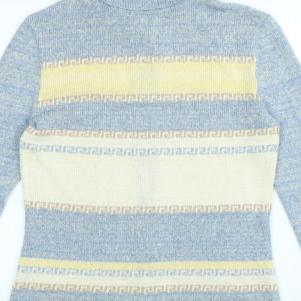 Preworn Mens Multicoloured Collared Geometric Polyester Full Zip Jumper Size M