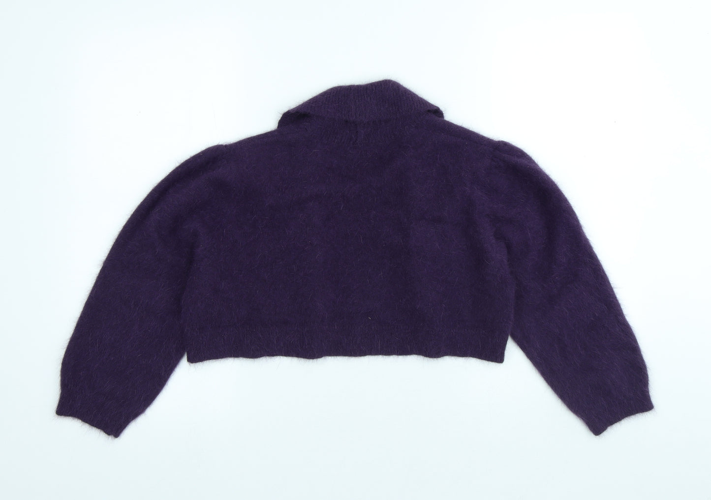 Monsoon Womens Purple Round Neck Angora Shrug Jumper Size L