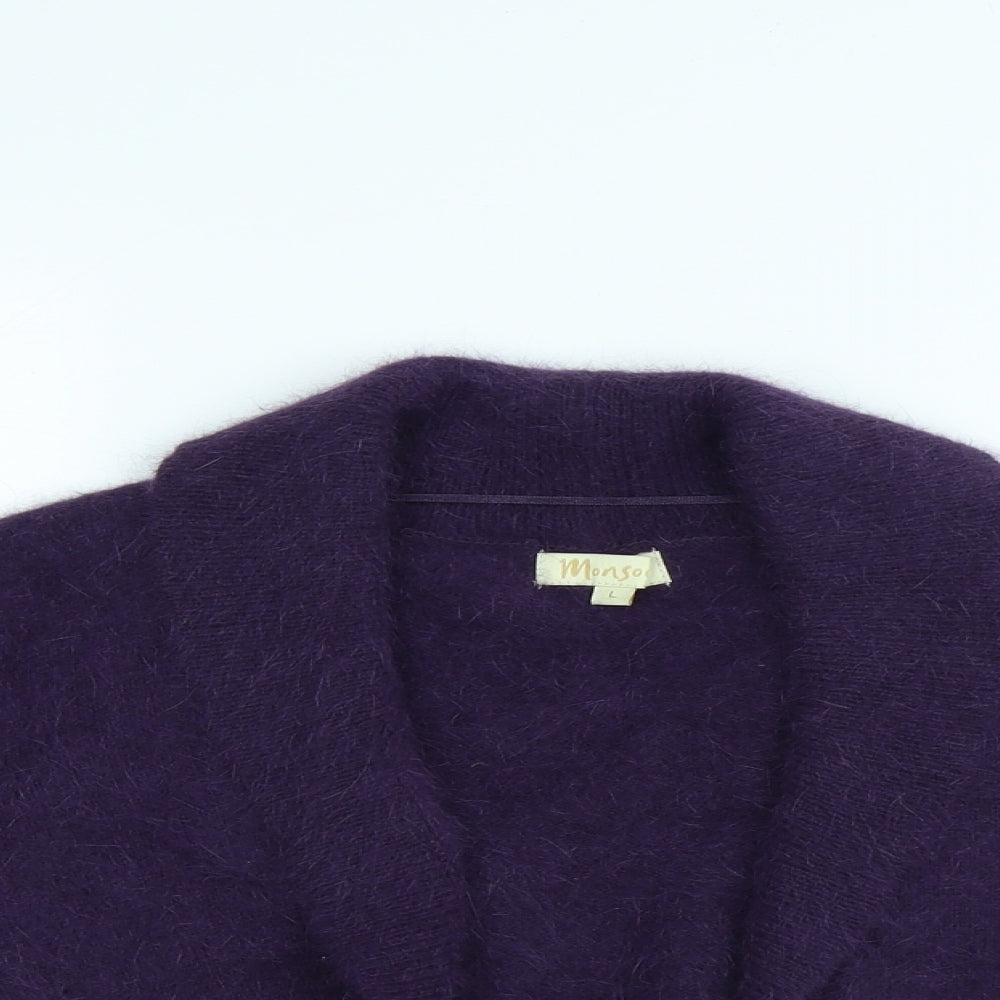 Monsoon Womens Purple Round Neck Angora Shrug Jumper Size L