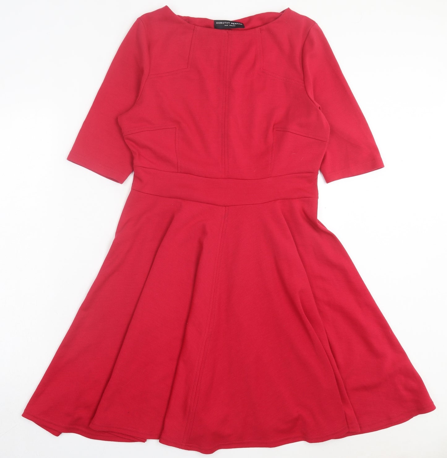 Dorothy Perkins Womens Red Polyester Fit & Flare Size 14 Boat Neck Pullover