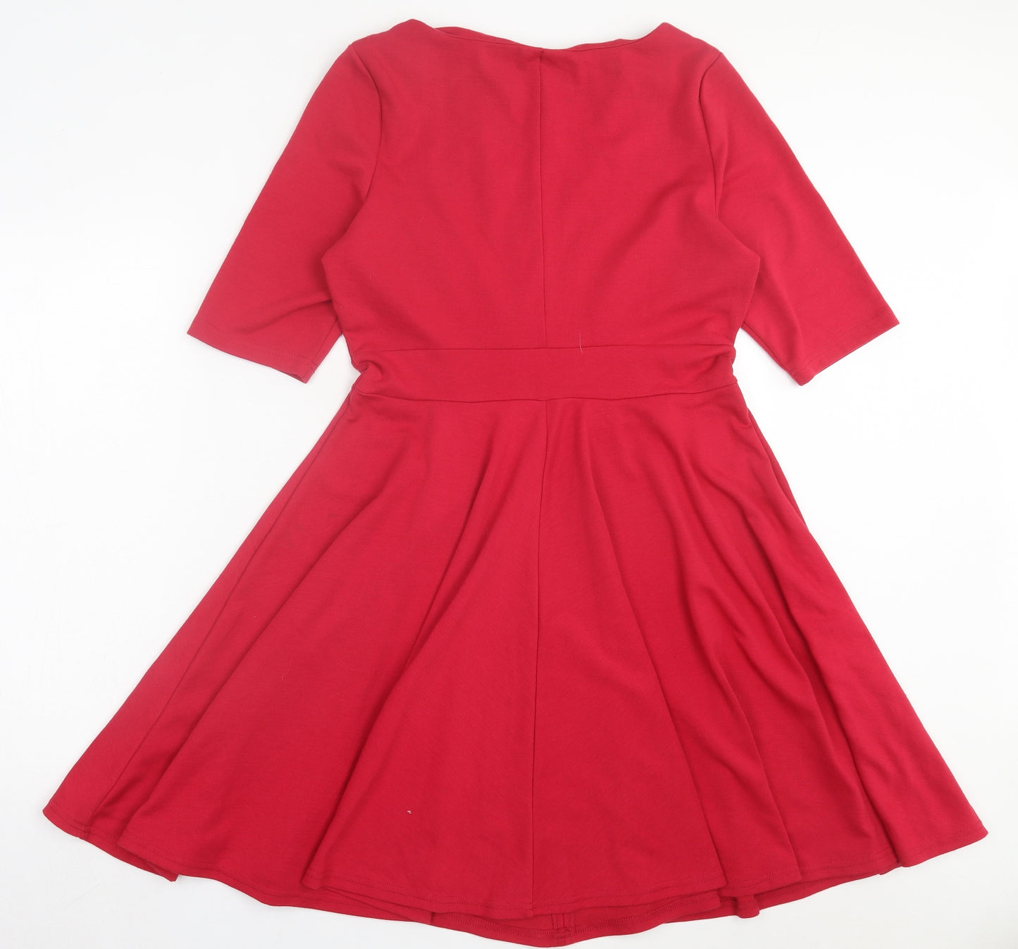 Dorothy Perkins Womens Red Polyester Fit & Flare Size 14 Boat Neck Pullover