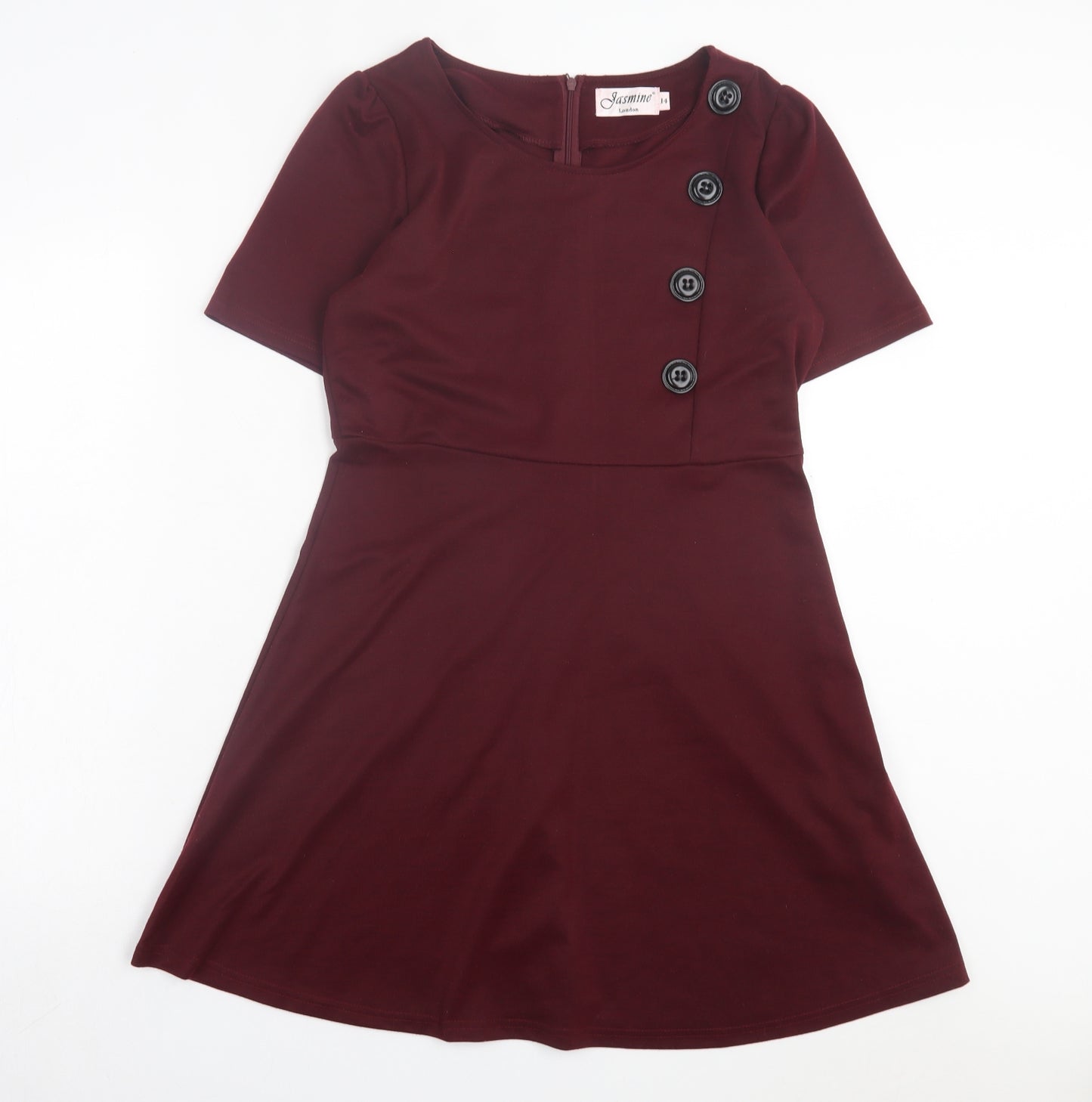 Jasmine Womens Purple Polyester A-Line Size 14 Scoop Neck Zip
