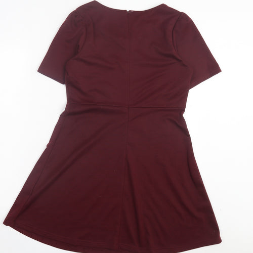 Jasmine Womens Purple Polyester A-Line Size 14 Scoop Neck Zip