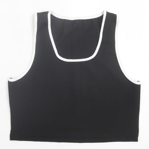 Preworn Womens Black Polyester Cropped Tank Size 3XL Scoop Neck
