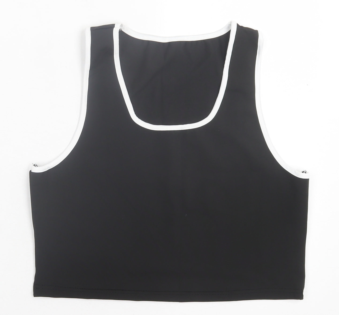 Preworn Womens Black Polyester Cropped Tank Size 3XL Scoop Neck