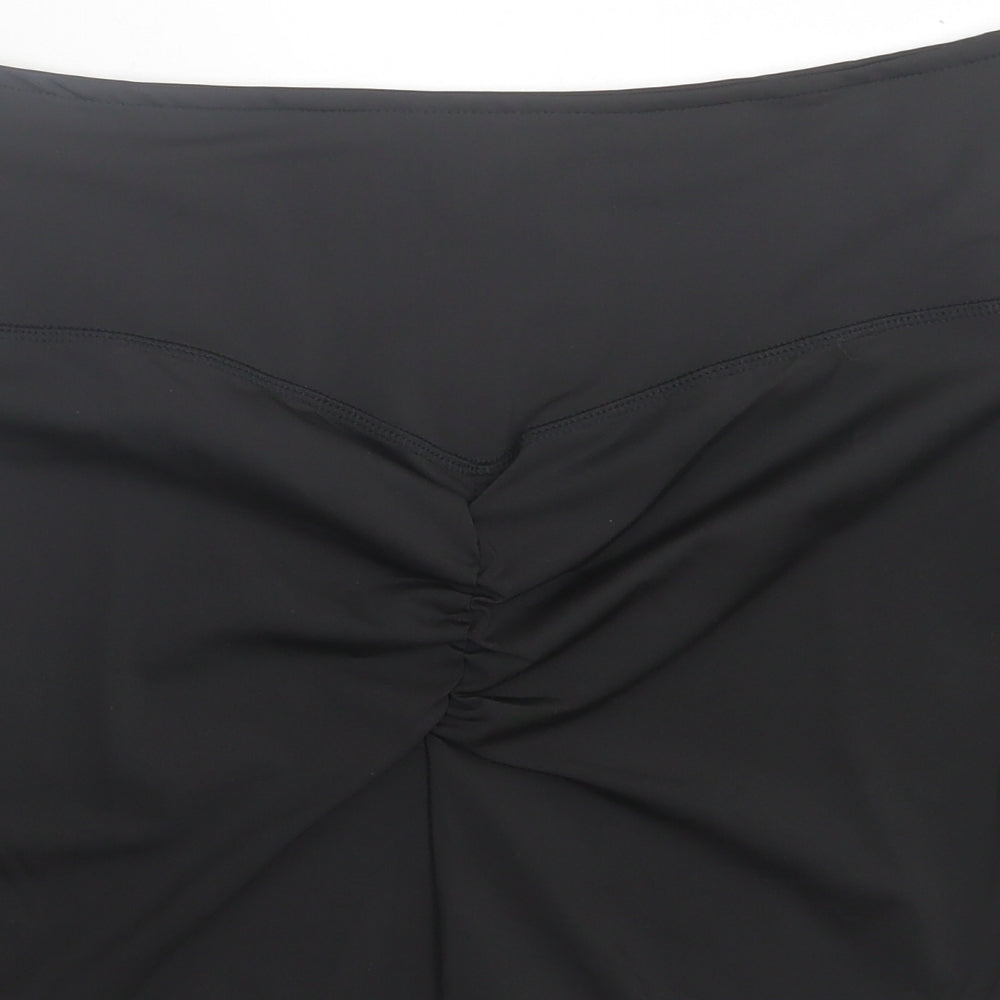 Preworn Womens Black Polyester Sweat Shorts Size 3XL L3 in Regular Pull On - Ruched Bum