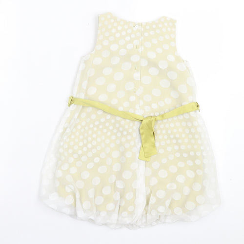 Autograph Girls Green Polka Dot Polyester A-Line Size 3-4 Years Crew Neck Button - Floral