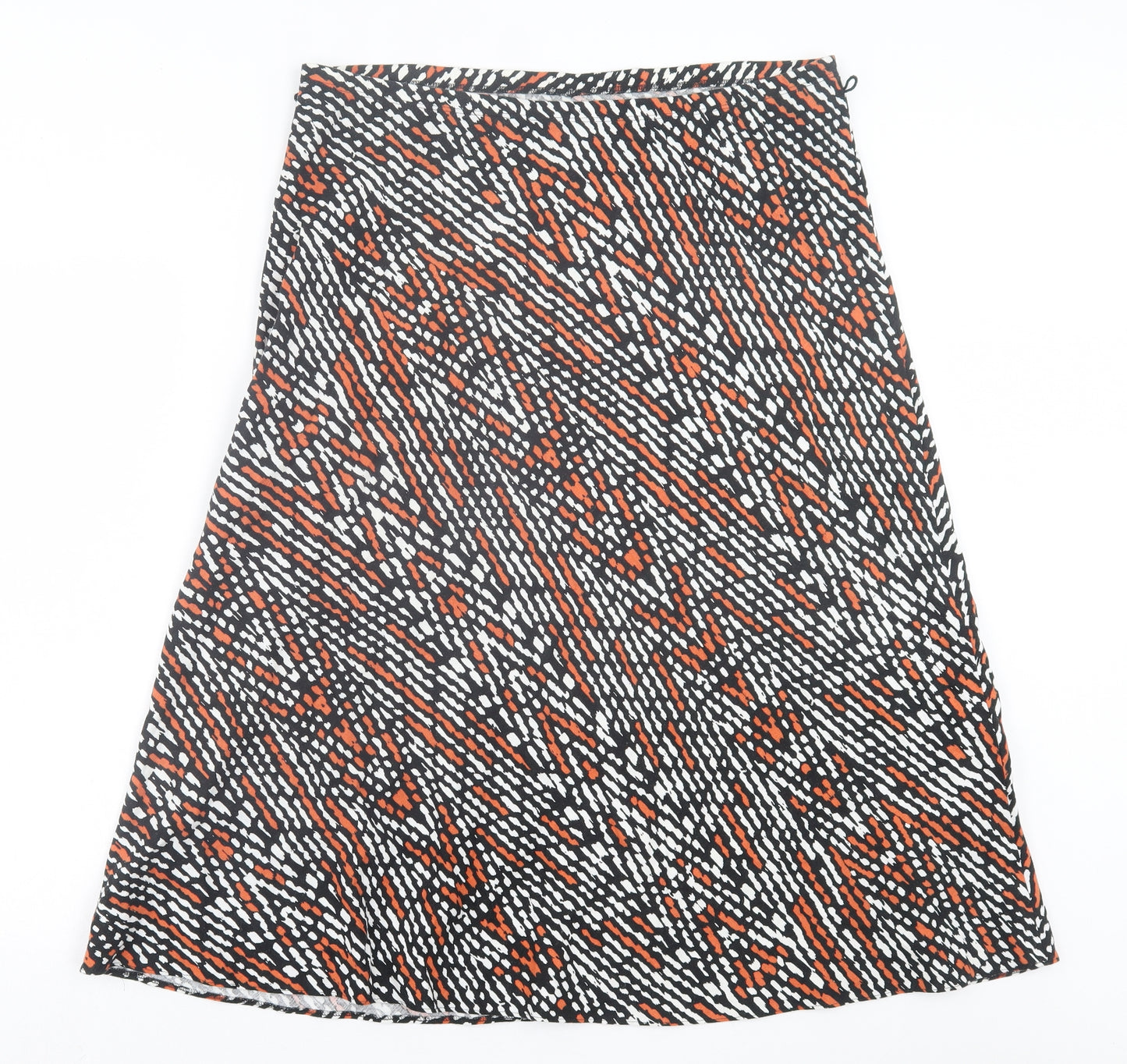 Marks and Spencer Womens Orange Geometric Linen A-Line Skirt Size 16