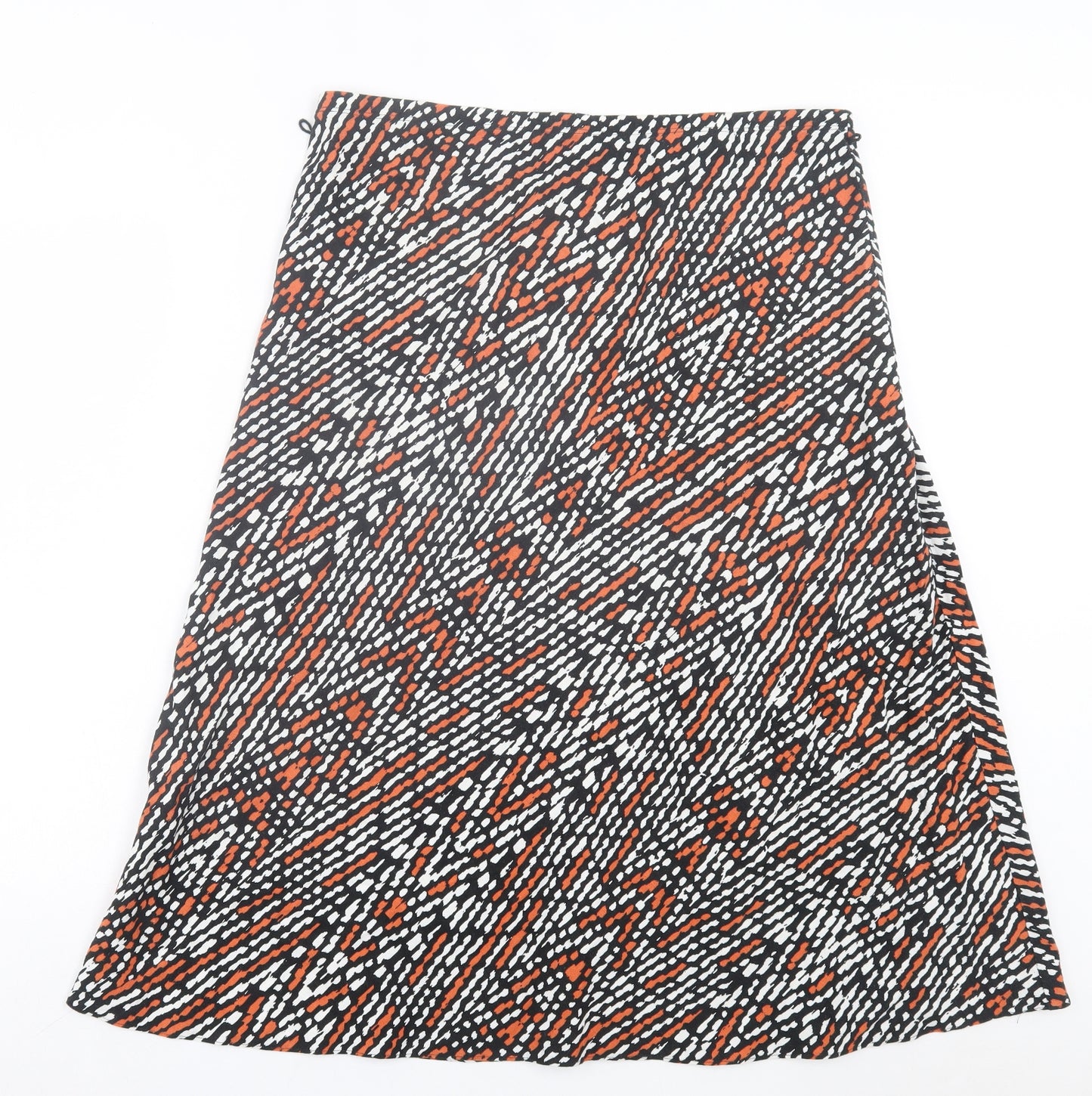 Marks and Spencer Womens Orange Geometric Linen A-Line Skirt Size 16