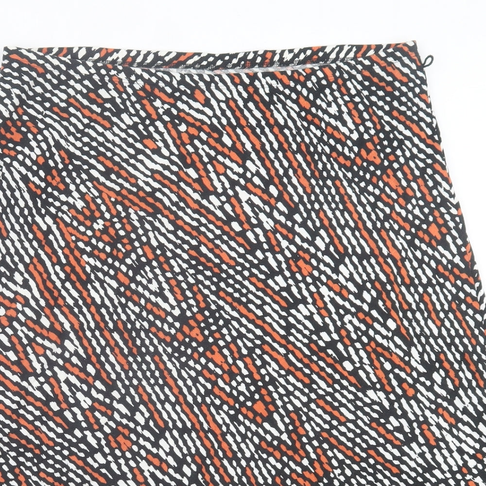 Marks and Spencer Womens Orange Geometric Linen A-Line Skirt Size 16