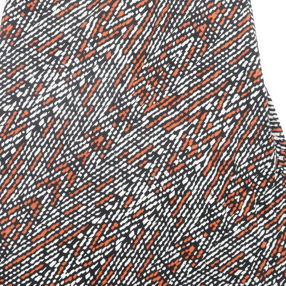 Marks and Spencer Womens Orange Geometric Linen A-Line Skirt Size 16