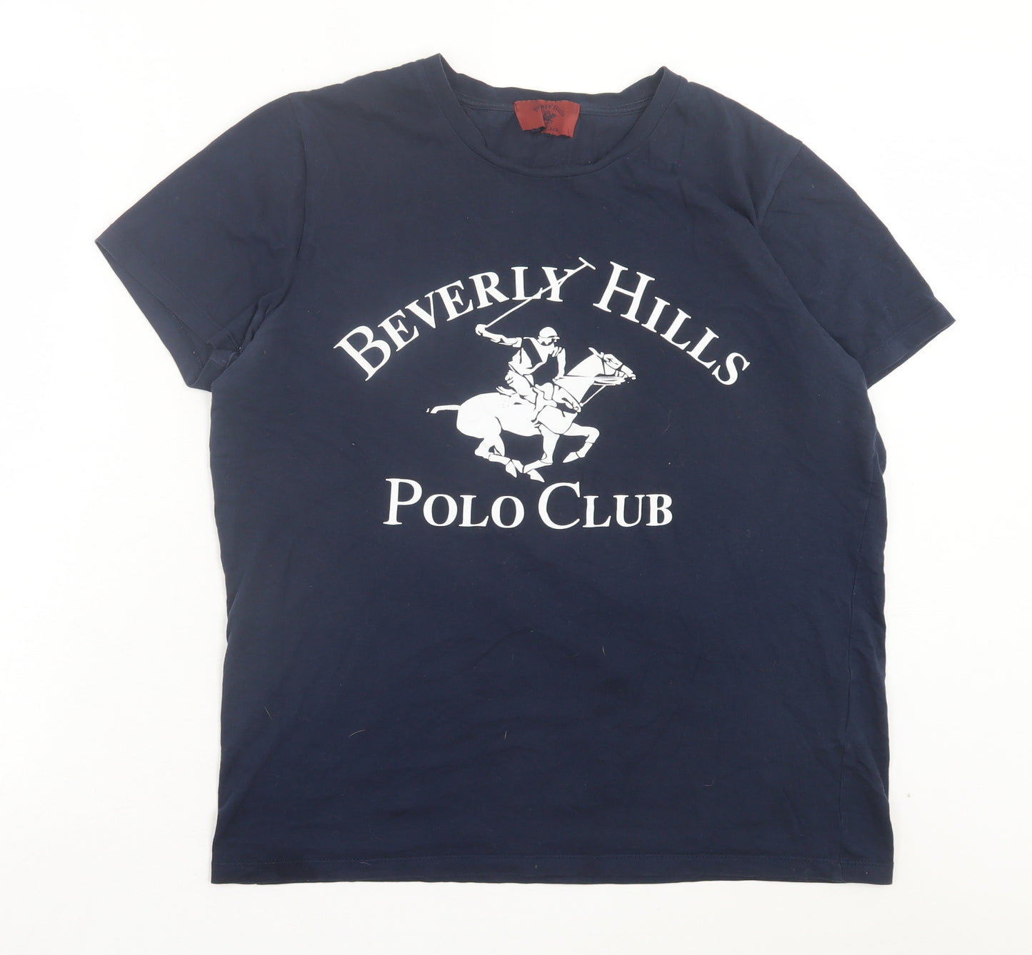 Beverly Hills Mens Blue Cotton T-Shirt Size L Crew Neck