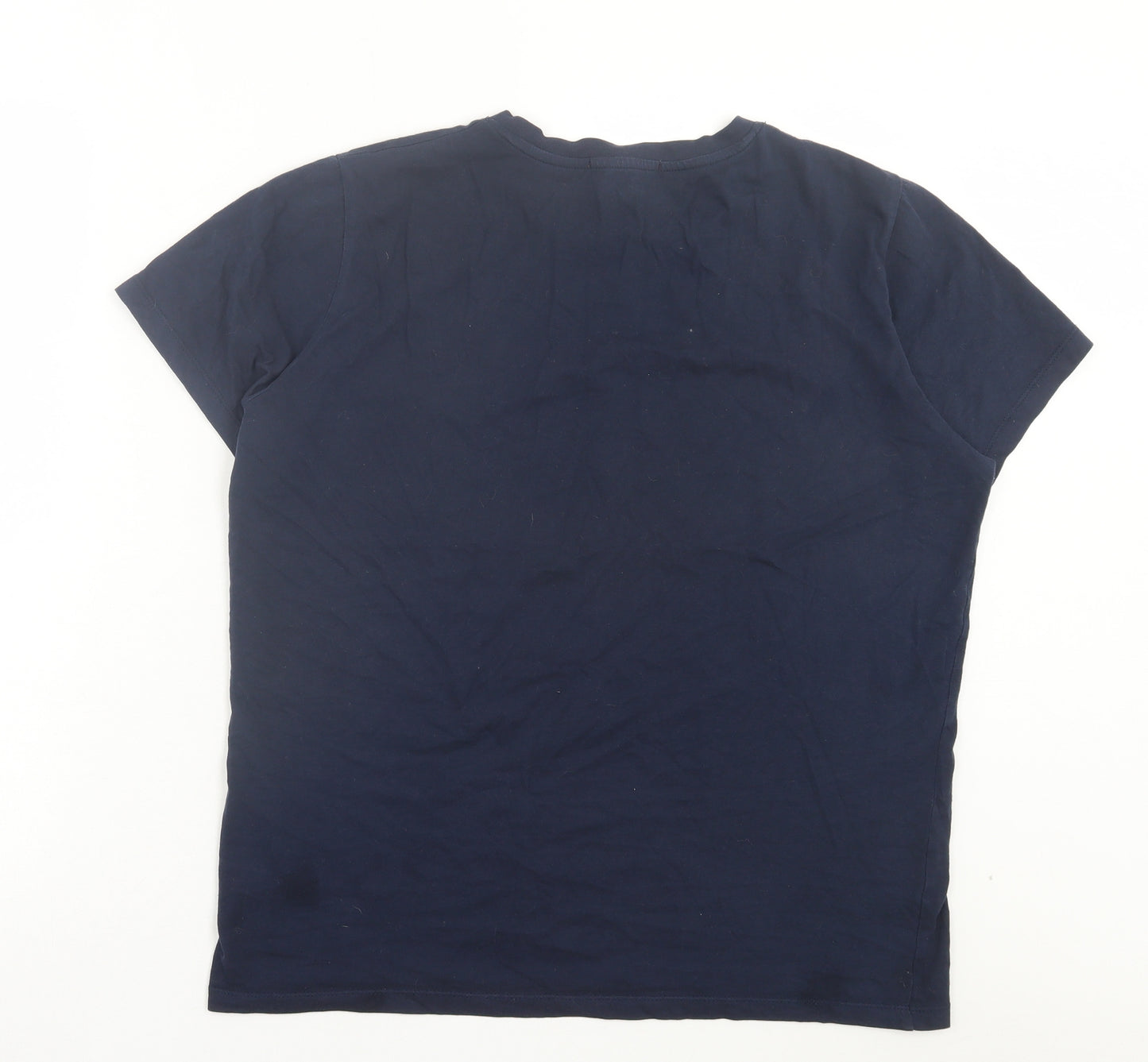 Beverly Hills Mens Blue Cotton T-Shirt Size L Crew Neck