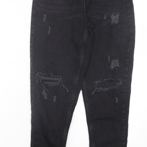 Denim & Co. Womens Black Cotton Straight Jeans Size 6 L29 in Regular Button