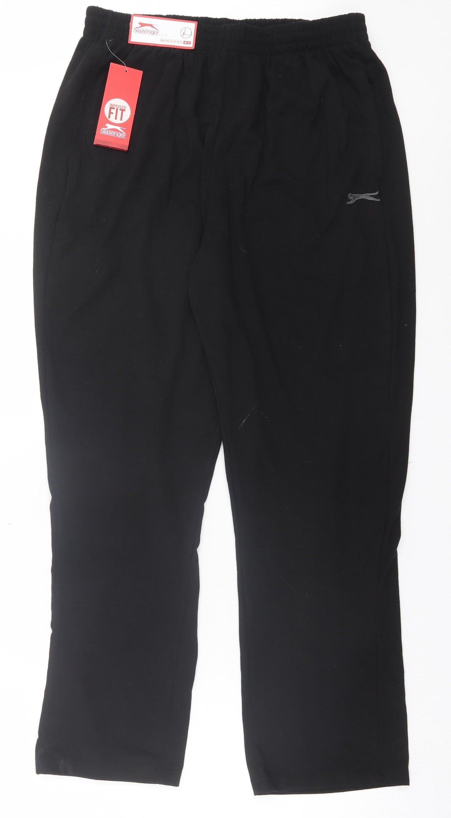 Slazenger Mens Black Polyester Jogger Trousers Size XL L28 in Regular Drawstring