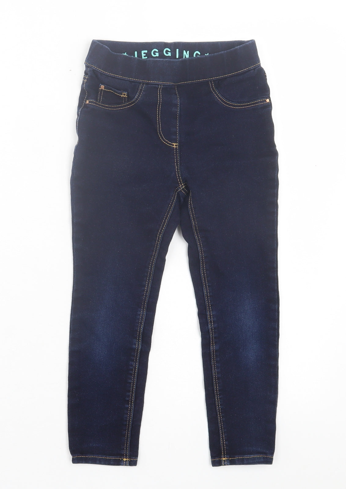 George Girls Blue Cotton Jegging Trousers Size 4-5 Years Regular Pullover