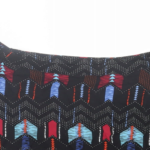 New Look Womens Black Geometric Viscose Basic T-Shirt Size 10 Off the Shoulder