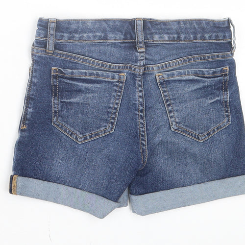 Gap Girls Blue Cotton Boyfriend Shorts Size 8-9 Years Regular Buckle