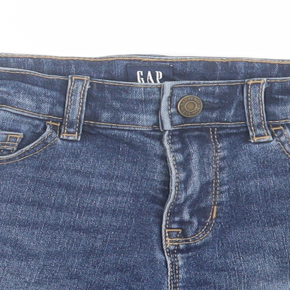 Gap Girls Blue Cotton Boyfriend Shorts Size 8-9 Years Regular Buckle