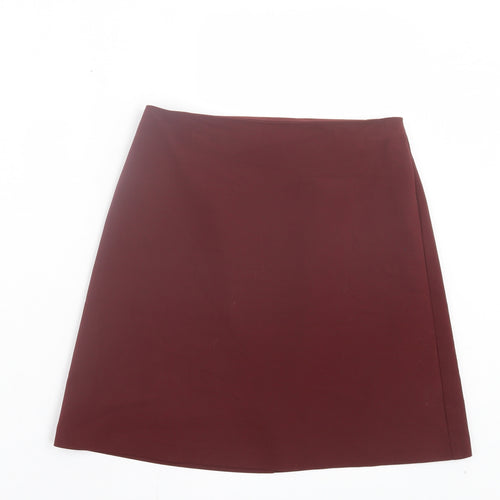 ASOS Womens Red Polyester A-Line Skirt Size 6 Zip