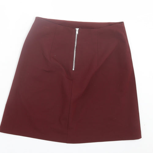 ASOS Womens Red Polyester A-Line Skirt Size 6 Zip