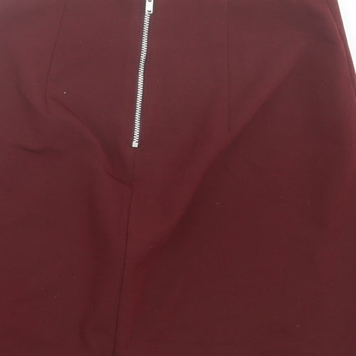 ASOS Womens Red Polyester A-Line Skirt Size 6 Zip