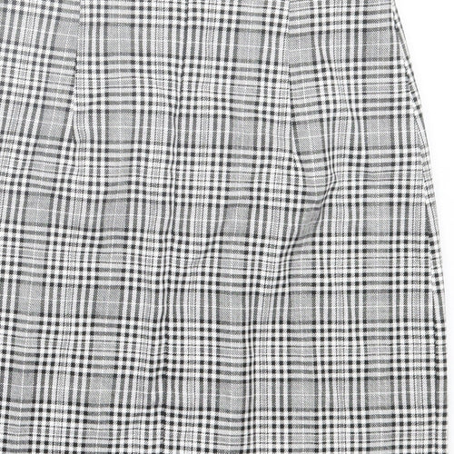 Zara Womens White Plaid Polyester A-Line Skirt Size XS Zip