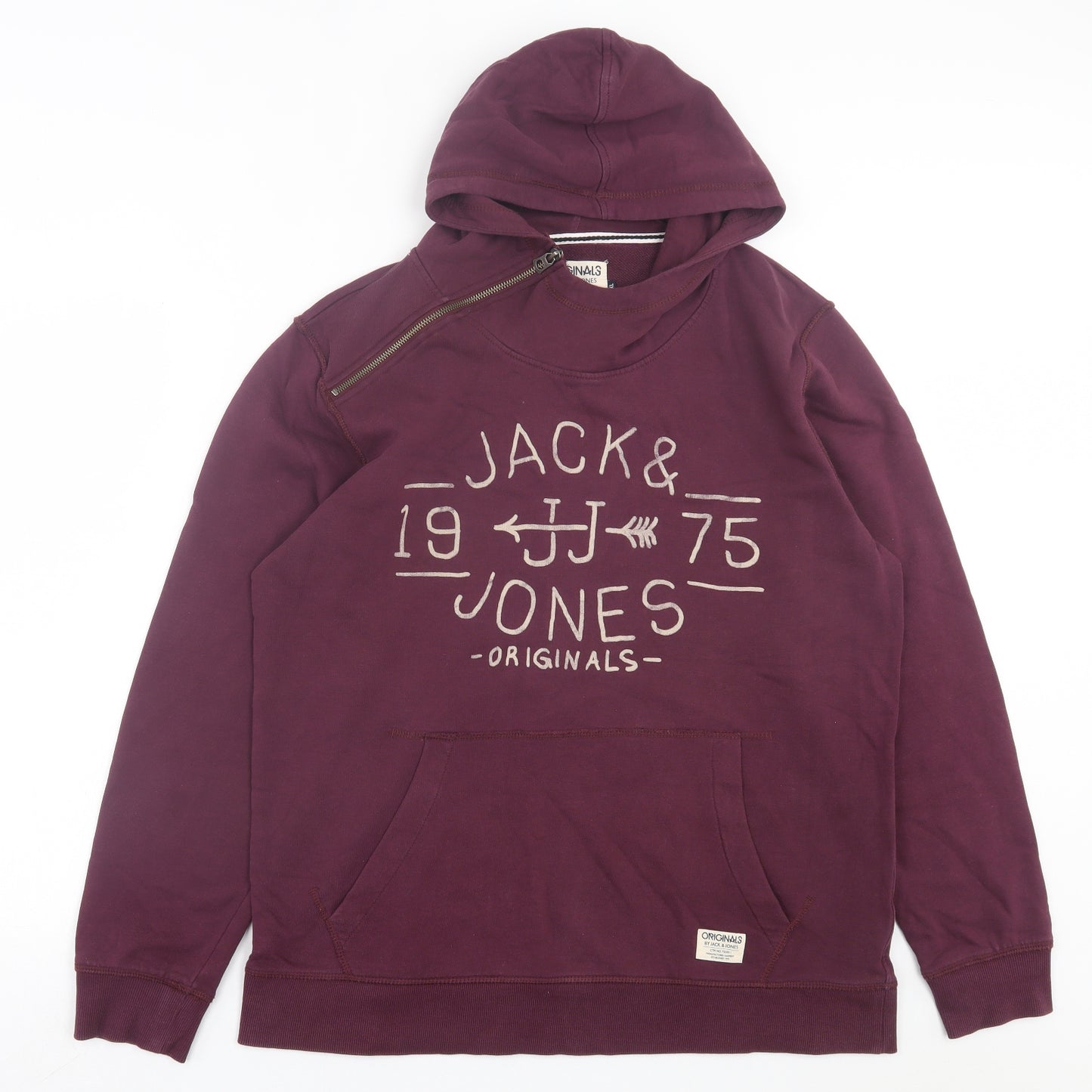 JACK & JONES Mens Purple Cotton Pullover Hoodie Size XL