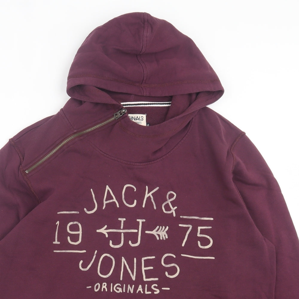 JACK & JONES Mens Purple Cotton Pullover Hoodie Size XL