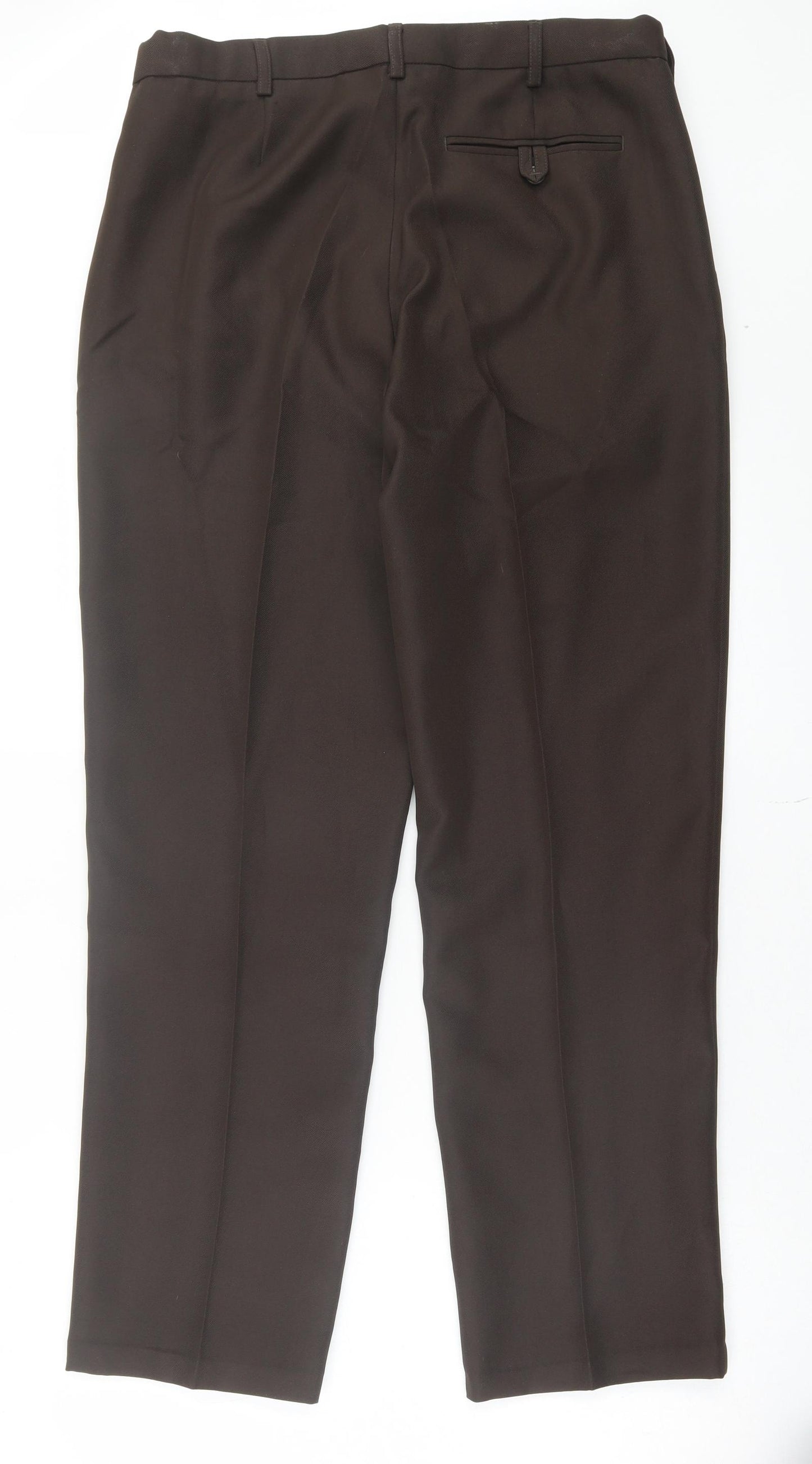 Pegasus Mens Brown Polyester Trousers Size 34 in L31 in Regular Hook & Eye