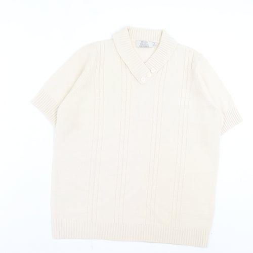 EWM Womens Ivory V-Neck Acrylic Pullover Jumper Size M