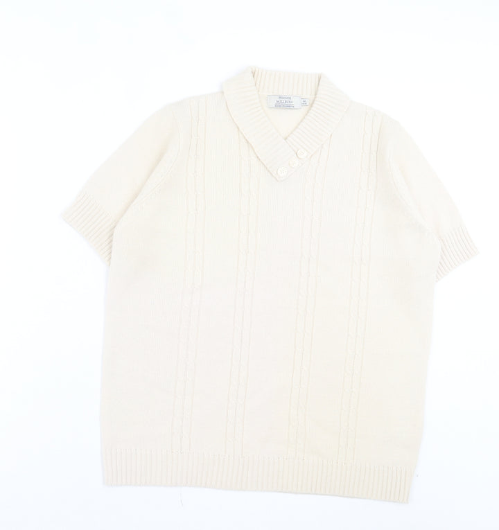 EWM Womens Ivory V-Neck Acrylic Pullover Jumper Size M