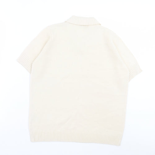 EWM Womens Ivory V-Neck Acrylic Pullover Jumper Size M