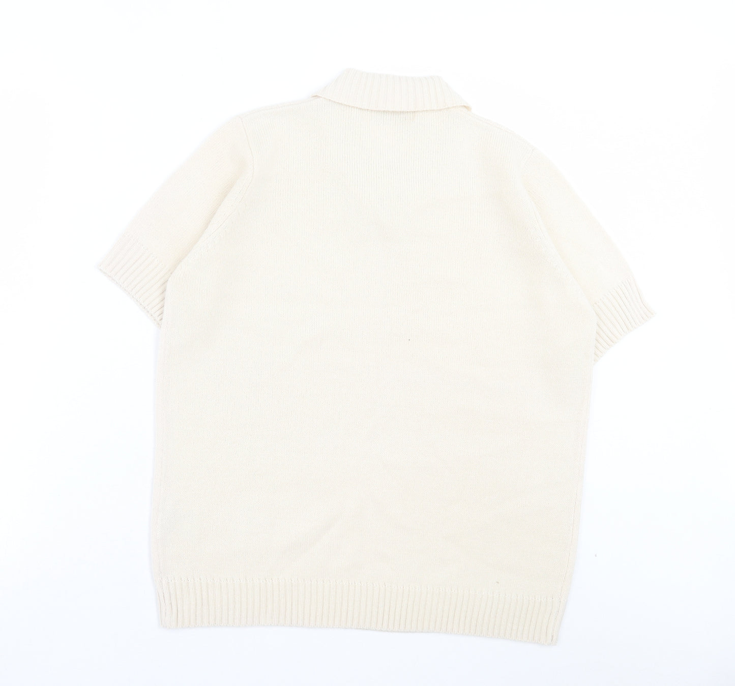 EWM Womens Ivory V-Neck Acrylic Pullover Jumper Size M