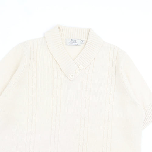 EWM Womens Ivory V-Neck Acrylic Pullover Jumper Size M