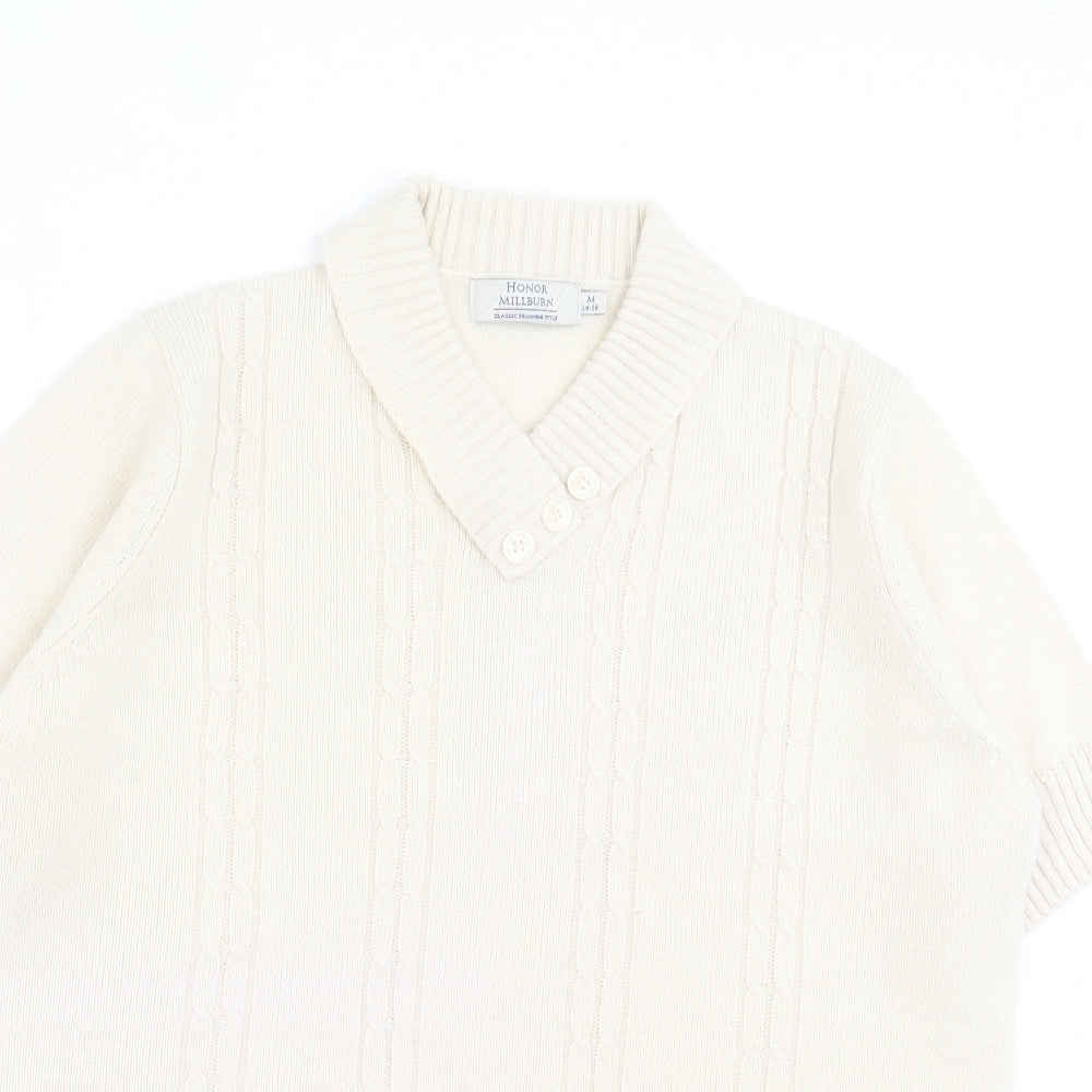 EWM Womens Ivory V-Neck Acrylic Pullover Jumper Size M