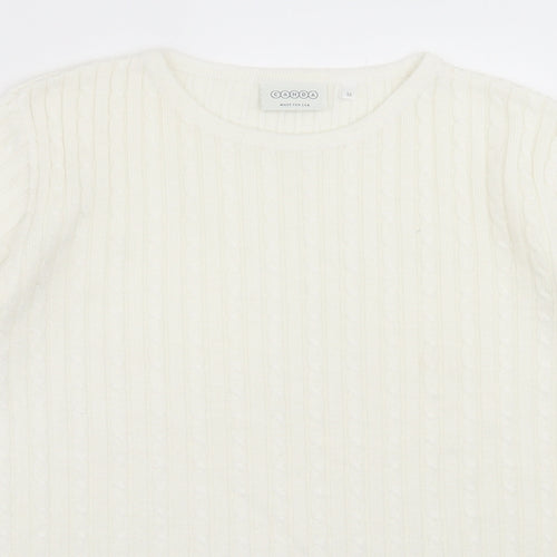CANDA Womens White Crew Neck Acrylic Pullover Jumper Size M