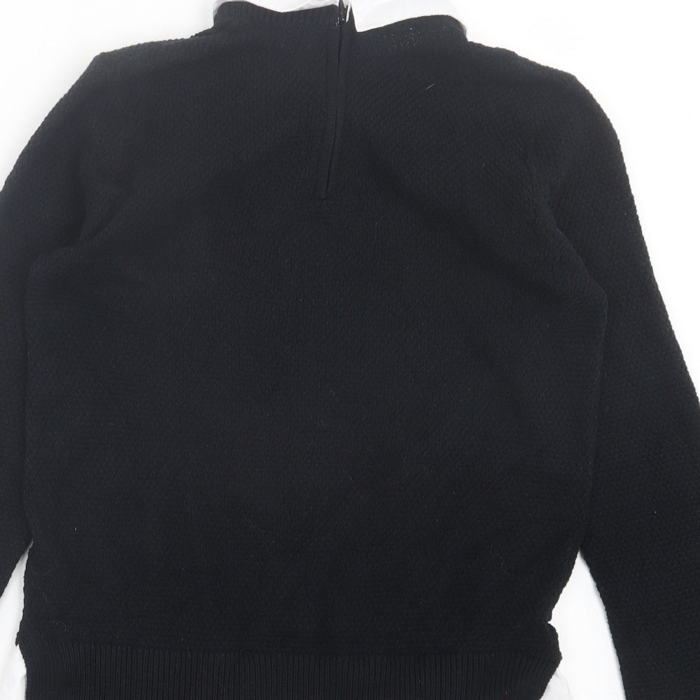 F&F Girls Black Cotton Pullover Polo Size 12-13 Years Collared Button